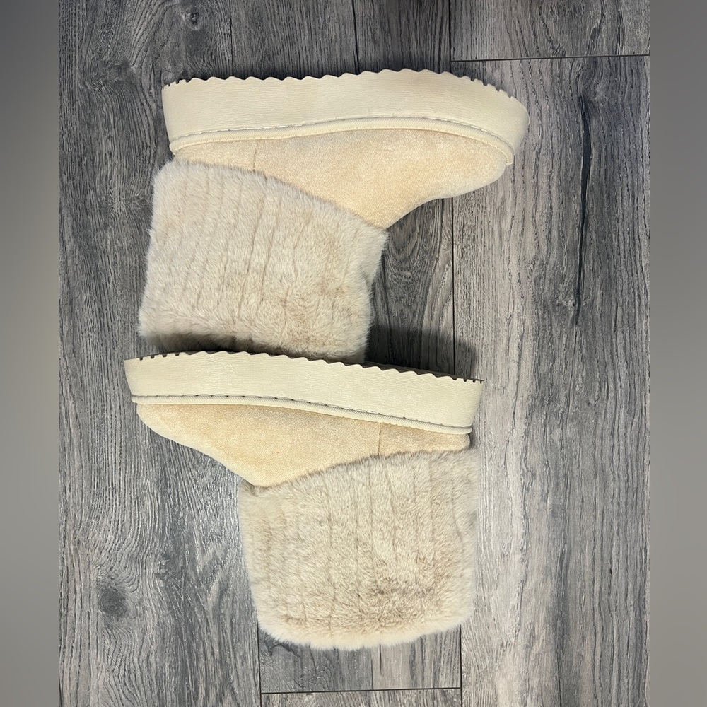 Cozy Faux Fur Beige Winter Booties - Women - Picture 2 of 3